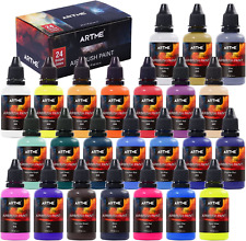 Artme Airbrush Paint 24 Colors Airbrush Paint Set Include Metallic And Neon 