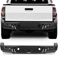 For 2005-2015 Toyota Tacoma Rear Bumper Steel Assembly With D-ring Led Lights