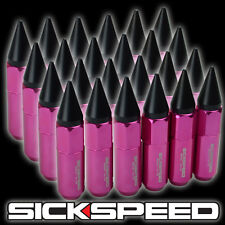 Sickspeed 24 Pc Pink W Black Spiked Aluminum Lug Nuts Wheelsrims 12x1.5 L18