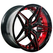 20 Staggered Ac Wheels Ac01 Gloss Black Red Inner Extreme Concave Rims C11