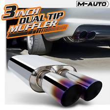 2.5 Inlet 3 Outlet Dual Burnt Tip Stainless Steel Angle Cut Exhaust Muffler