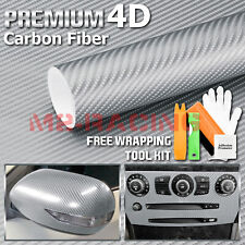 4d Carbon Fiber Silver Glossy Vinyl Wrap Decal Sheet Bubble Free Sheet Film Diy