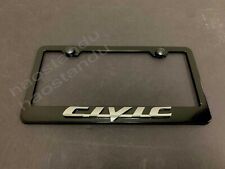 1x Forcivic 3d Emblem Black Stainless License Plate Frame Rust Free Screw Cap