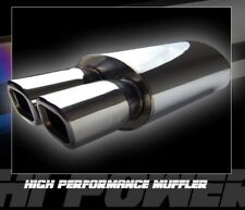 Polished Dual 3 Square Tip Exhaust Muffler Canister 2.5 Inlet Fit Mercedes