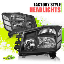 Factory Style Headlights For Nissan Titan 04-15 Armada 04-07 Black Clear Pair
