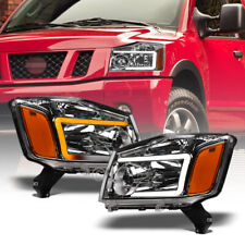 Switchback Sequential For 2004-2015 Titan Chrome Headlights Wdrl Led Tube Bar