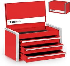 Portable 3 Drawer Steel Tool Box With Magnetic Locking Red Hand Carry Tool Case