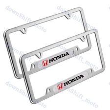 2pcs Honda Logo Silver Metal Stainless Steel License Plate Frame New Free Gift