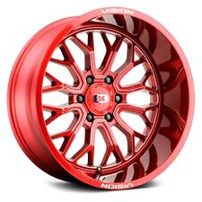 Vision 402 Riot Wheels 20x9 12 5x139.7 108 Red Rims Set Of 4
