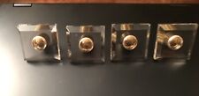 4 Lucite Cabinet Door Drawer Pull Handle Knobs Square Brass 1 58