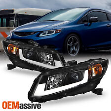 Fits 12-15 Honda Civic Black Light Bartube Design Drl Led Projector Headlights