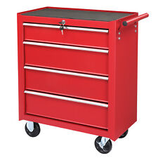 4-drawer Rolling Tool Chest With Lock Key Tool Storage Cabinet With Wheels New