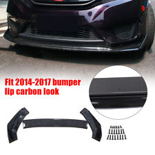For 2014-2017 Honda Fit Body Front Bumper Spoiler Lip Carbon Fiber Look 3pcs