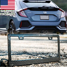 12.4x6.4 Carbon Fiber Look License Plate Frame Cover For Honda Civic Accord Et
