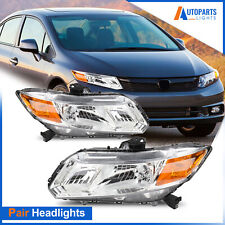 For 2012-2015 Honda Civic Sedan 2012-2013 Coupe Chrome Headlight Assembly Pair