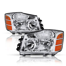 For 2004-2015 Nissan Titan 04-07 Armada Chrome Headlights Assembly Lamps Pair