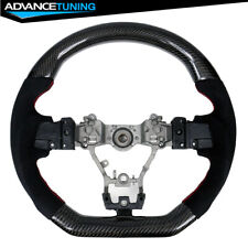 Fits 15-21 Subaru Wrx Sti Steering Wheel Cf Alcantara Red Stitching