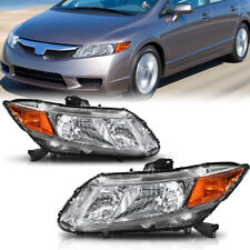 Pair Chrome Headlights For 12-15 Honda Civic Sedan 4-door 12-13 Coupe 2-door