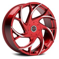 Ignite Inferno Wheels 22x9.5 15 5x120.65 74.1 Red Rims Set Of 4