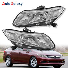 Pair Chrome Clear Headlights Front Lamps For 2012-2015 Honda Civic 4-door Sedan
