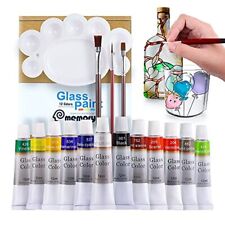 Colorful Stain Glass Paint Kit With 12 Colors 3 Nylon Brushes 1 Palette