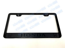 1pc Carbon Style Forhonda Black Metal License Plate Frame Holder Black Trim