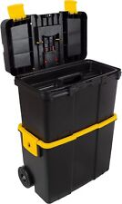 Portable Tool Box With Wheels - Stackable 2-in-1 Tool Chest With Fold-down Comf