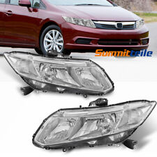 Pair Chrome Front Lamps Headlights Assembly For 2012-2015 Honda Civic