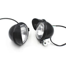Black Motorcycle Universal 12v Retro Fog Lights Headlight Lamp Cruisers Custom