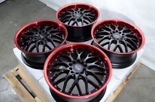 Kudo Racing Revolution 17x7.5 5x100 5x114.3 Black Wred Polish Lip Wheels Rims